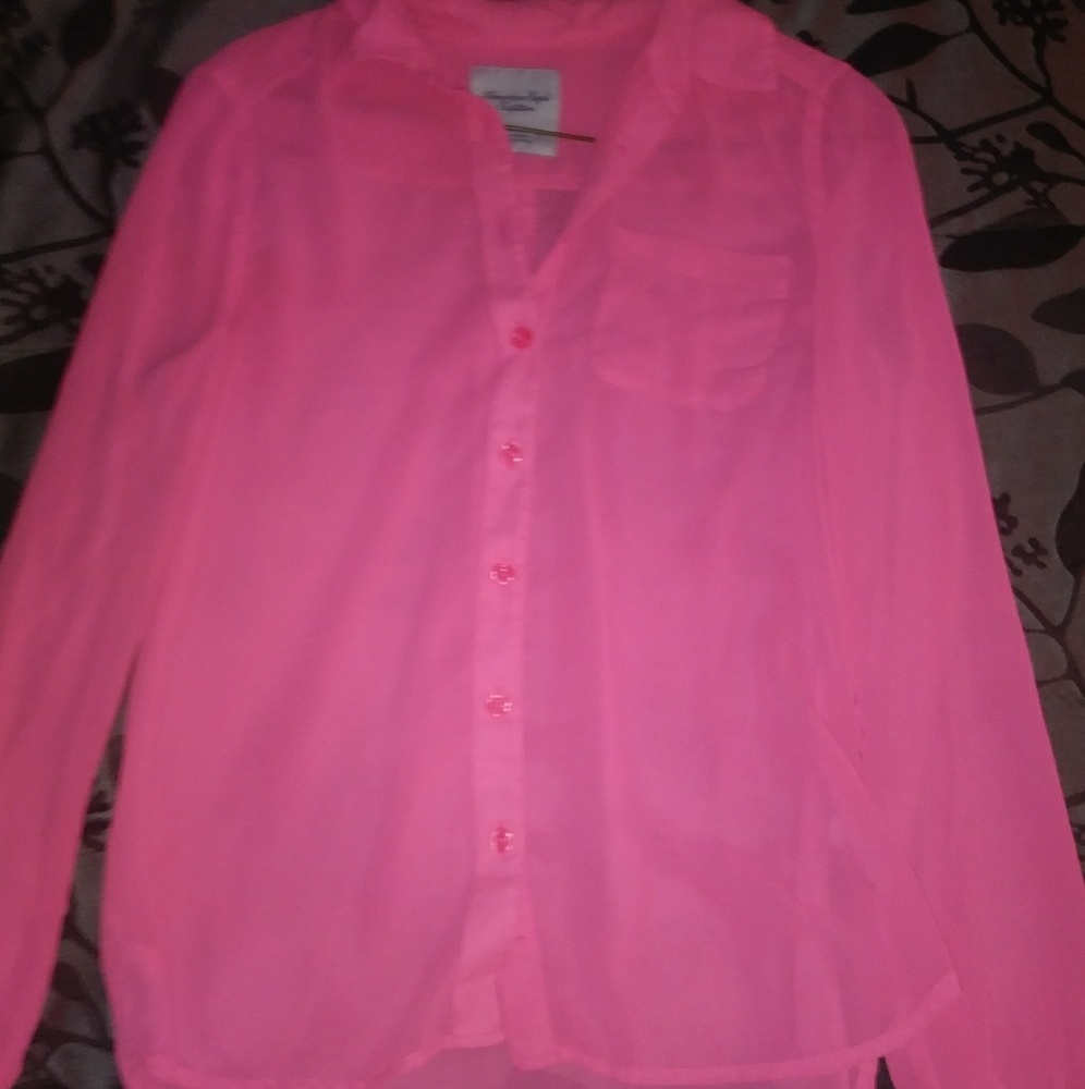 American egale button up silk